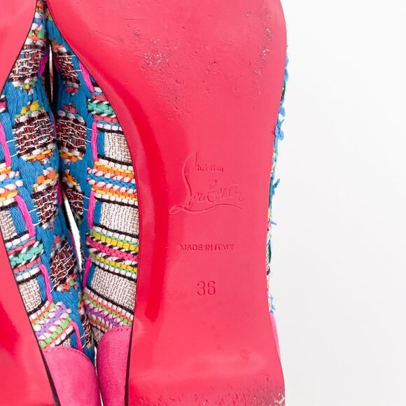 Christian Louboutin Follies Flat EU 36 US 6 Pink Tweed Mesh Tres Hippie Ballet - Picture 10 of 13